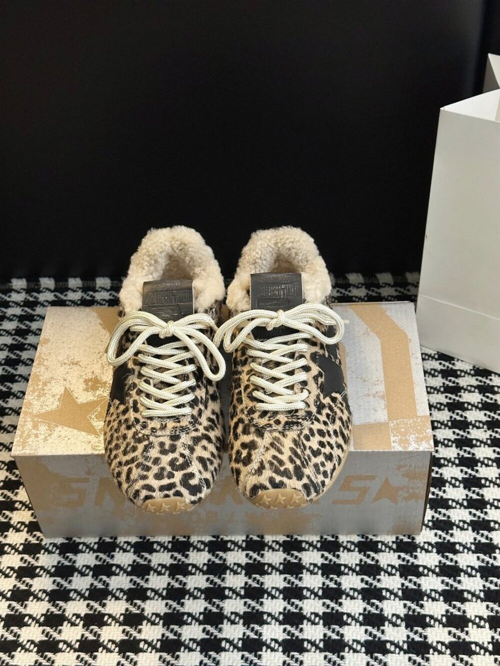 Golden Goose GGDB Leopard-Print Fleece-Lined Sneakers